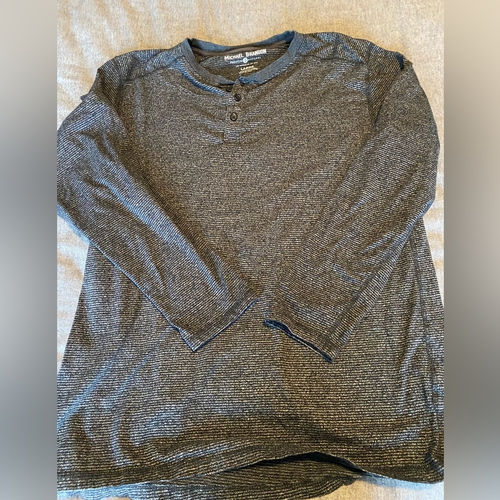 Michael, Brandon Henley Tee, Long Sleeve Shirt Men’s Sz L